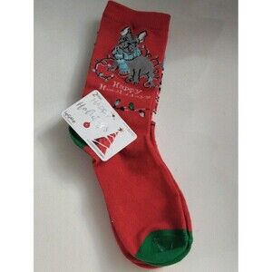 Legale Women's Red Holiday Crew Socks 2 Dog/Snow Flakes Shoe 4-10 Christmas